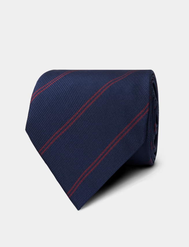 Hawes & Curtis Navy & Red Twin Stripe 1913 Tie