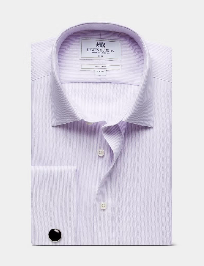 Hawes & Curtis Lilac & White Fine Stripe Non-Iron Shirt