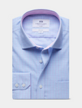 Hawes & Curtis Blue & Pink Windowpane Check Non-Iron Shirt