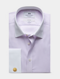 Hawes & Curtis Lilac & White Fine Stripe Non-Iron Shirt - Contrast Detail