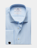 Hawes & Curtis Blue & Green End on End Stripe Non-Iron Shirt