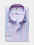 Hawes & Curtis Blue & Pink Bold Stripe Non-Iron Shirt - Contrast Detail