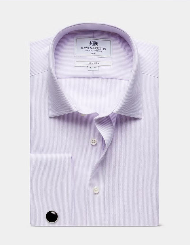 Hawes & Curtis Lilac & White Fine Stripe Non-Iron Shirt