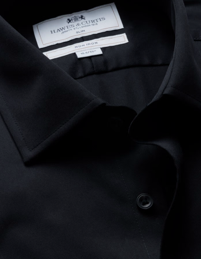 Hawes & Curtis Slim Fit Black Fine Twill Non-Iron Shirt