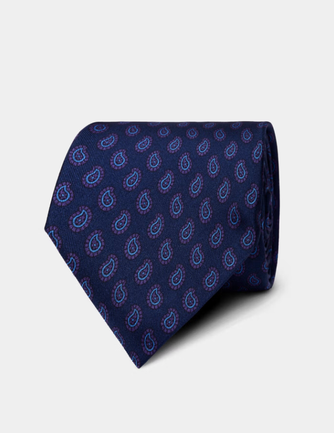 Hawes & Curtis Navy & Plum Mini-Paisley 1913 Tie