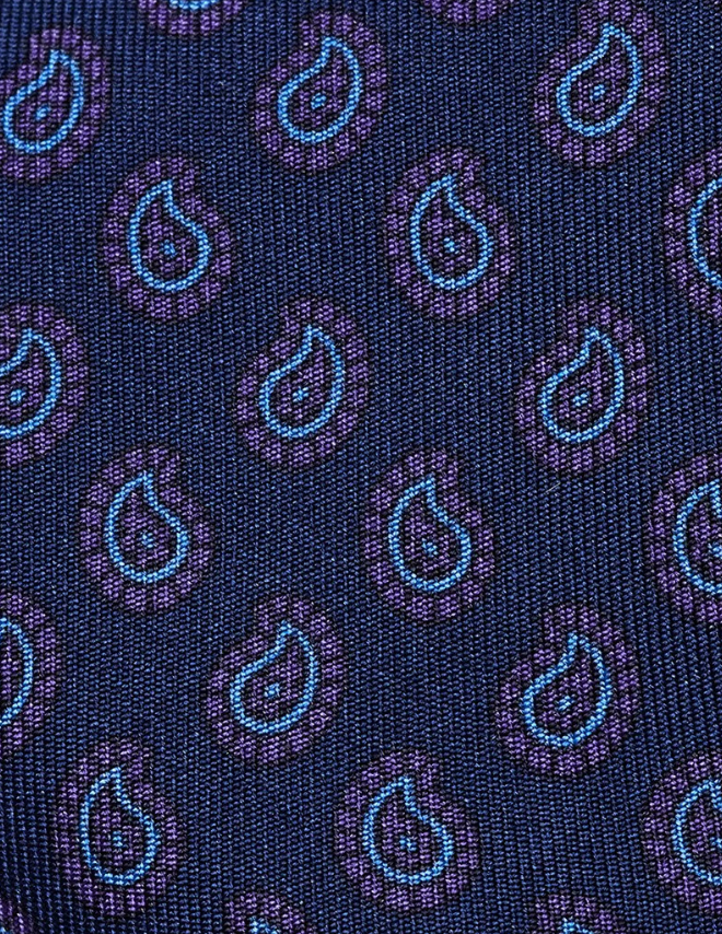 Hawes & Curtis Navy & Plum Mini-Paisley 1913 Tie