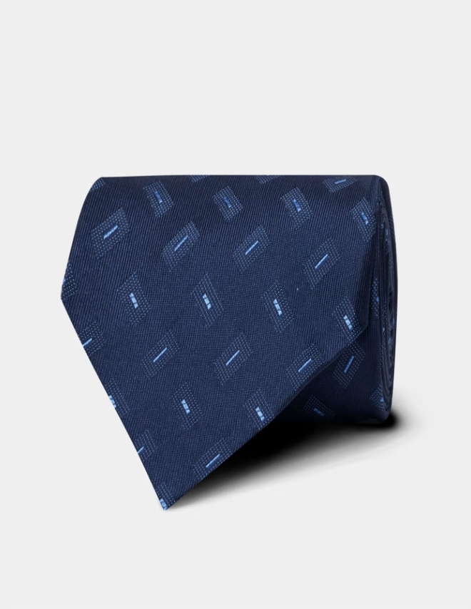 Hawes & Curtis Navy & Blue Rectangle Geo 1913 Tie