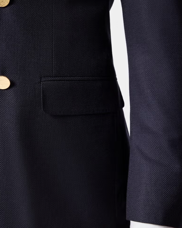 Hawes & Curtis Slim Fit Navy Blazer - Double Breasted, Pure Wool