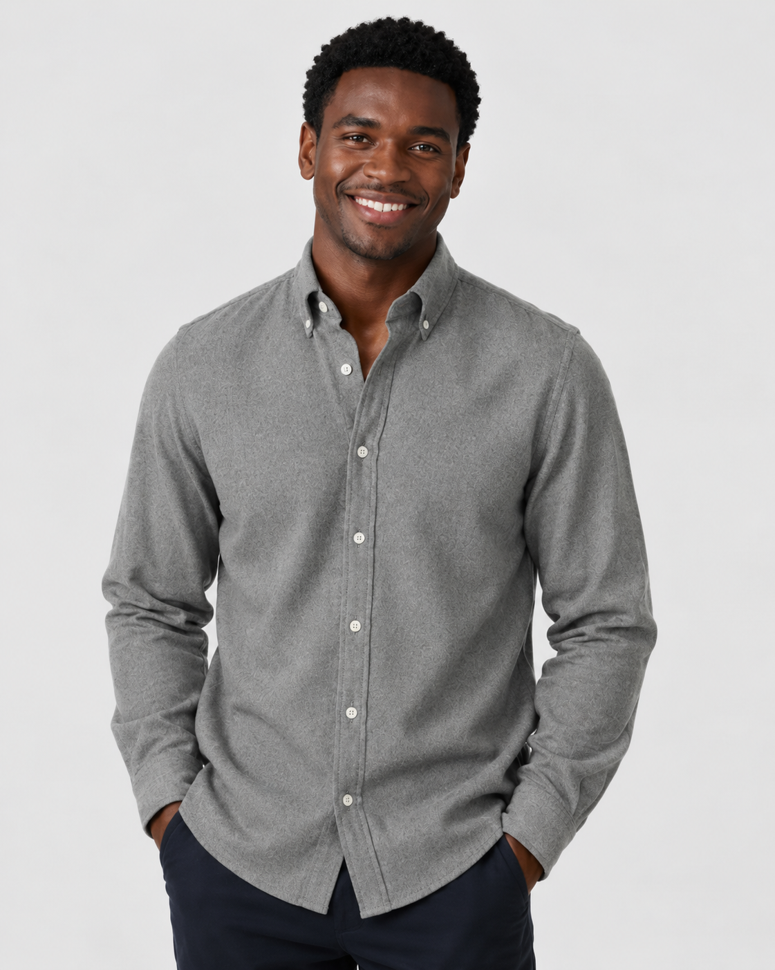 Charles Tyrwhitt Brushed Flannel Shirt - Grey
