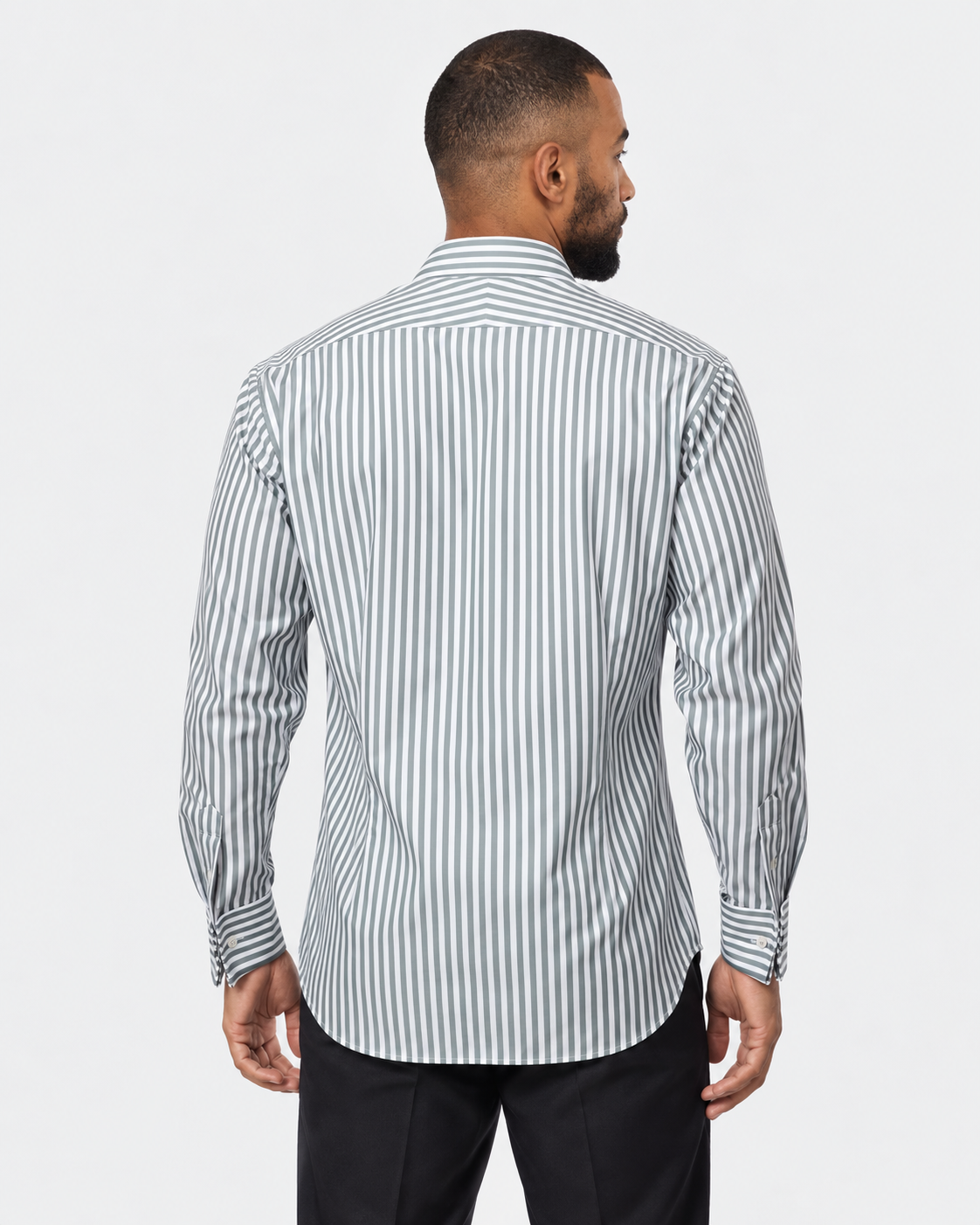 Hawes & Curtis Green & White Bold Stripe Non-Iron Shirt
