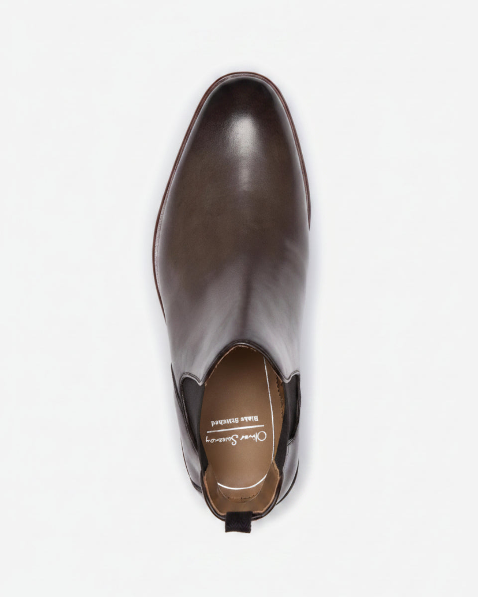 Oliver Sweeney Antiqued Leather Chelsea Boots – Dark Grey