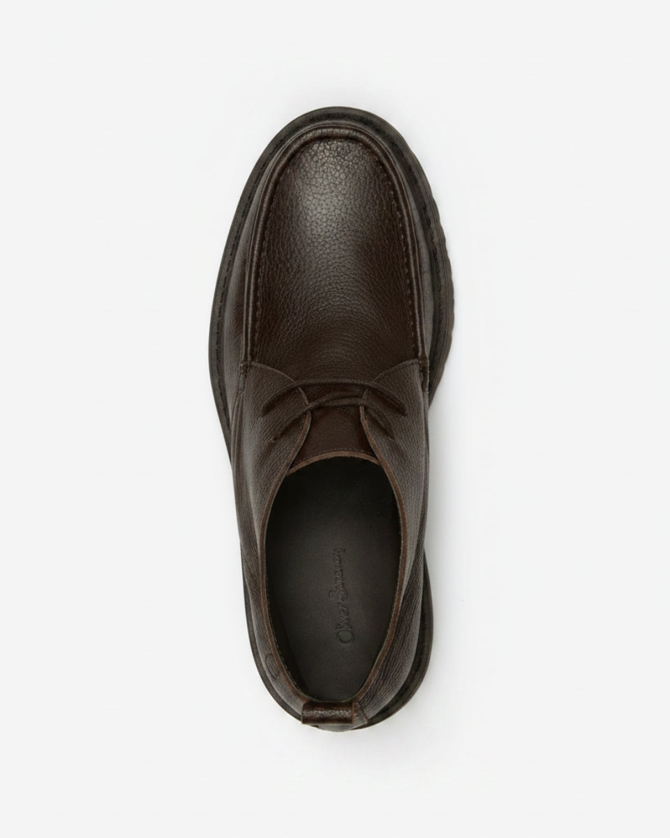 Oliver Sweeney Briones Dark Brown Grained Leather Chukka Boots