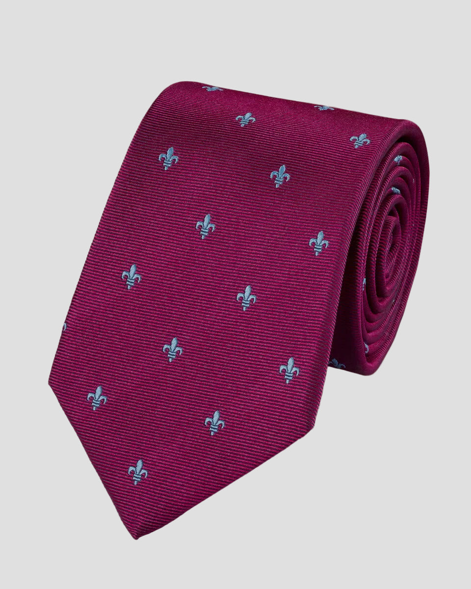 Charles Tyrwhitt Silk Fleur de Lys Tie - Blackberry Purple