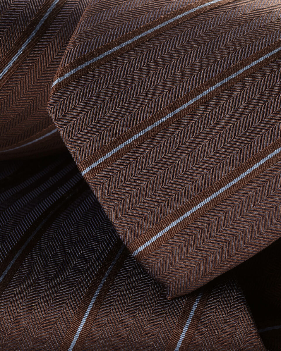 Charles Tyrwhitt Silk Stripe Tie - Brown