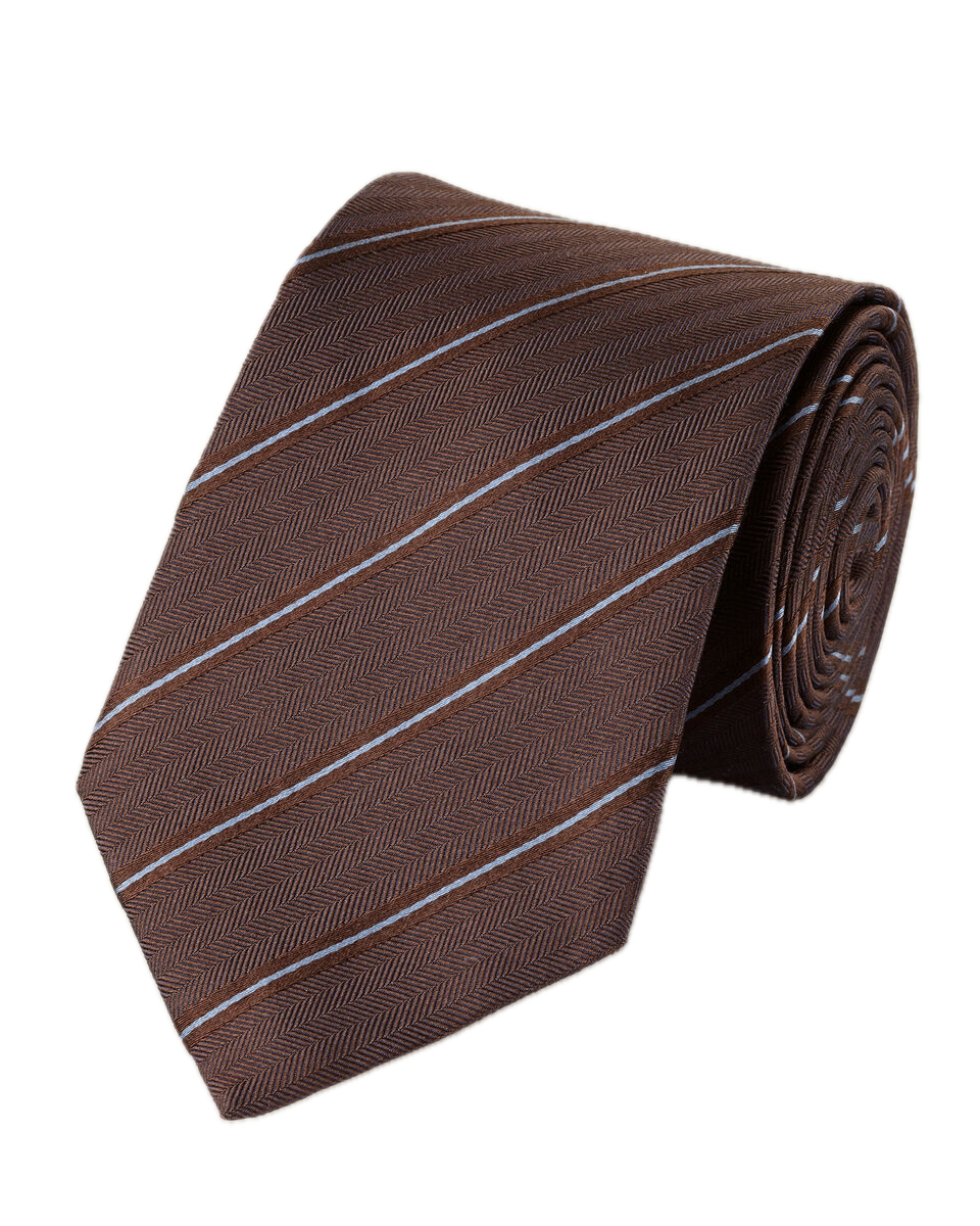Charles Tyrwhitt Silk Stripe Tie - Brown