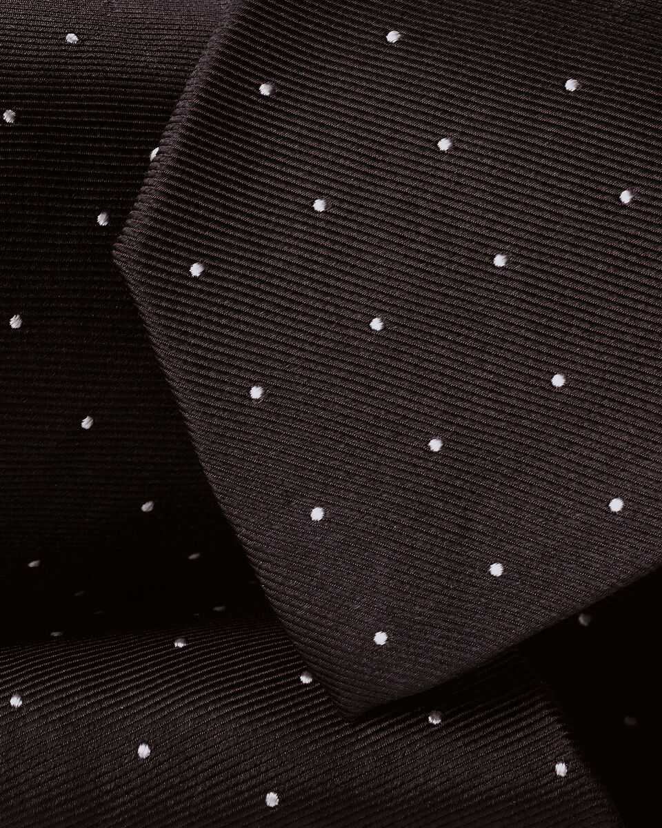 Charles Tyrwhitt Silk Spot Tie - Chocolate Brown