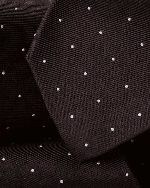 Charles Tyrwhitt Silk Spot Tie - Chocolate Brown - LuxxeCoast