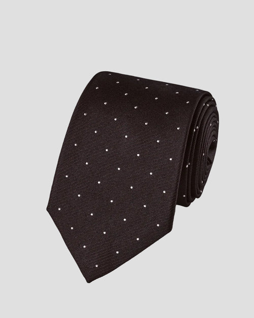 Charles Tyrwhitt Silk Spot Tie - Chocolate Brown - LuxxeCoast