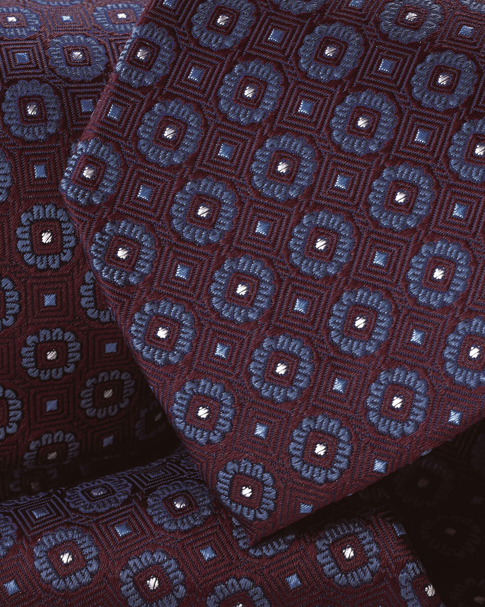 Charles Tyrwhitt Silk Medallion Tie - Burgundy