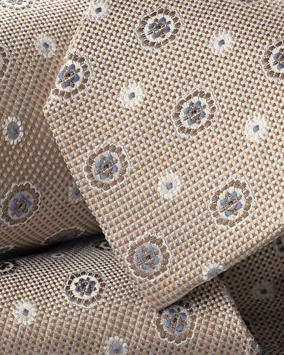 Charles Tyrwhitt Silk Medallion Print Tie - Stone
