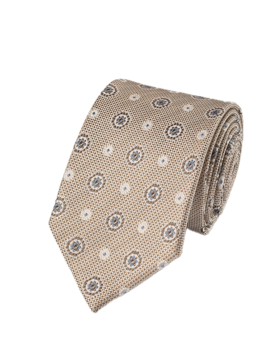 Charles Tyrwhitt Silk Medallion Print Tie - Stone