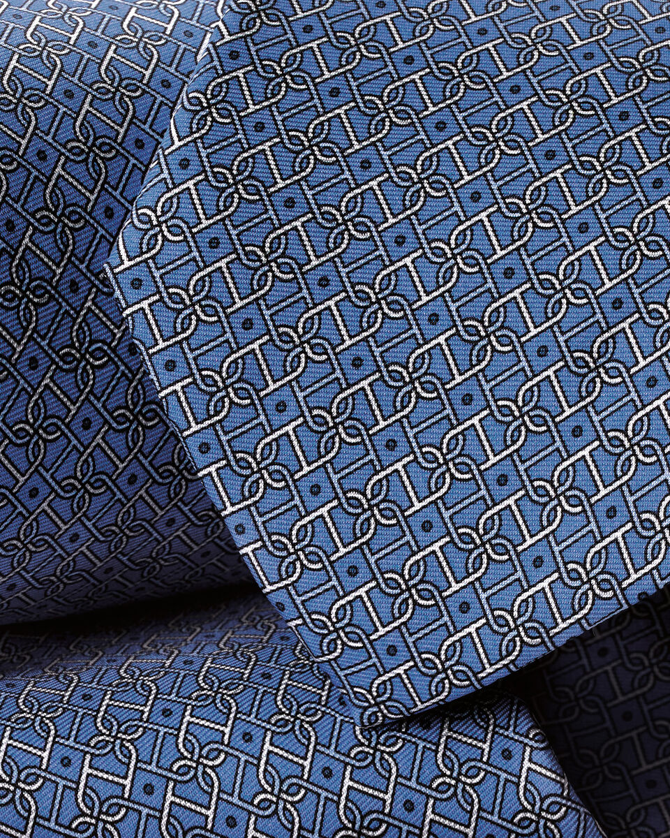 Charles Tyrwhitt Silk Print Tie - Mid Blue