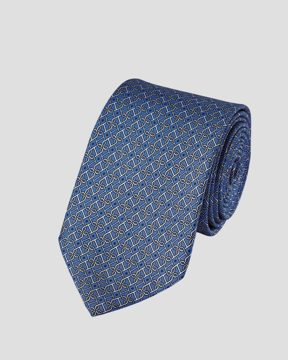 Charles Tyrwhitt Silk Print Tie - Mid Blue