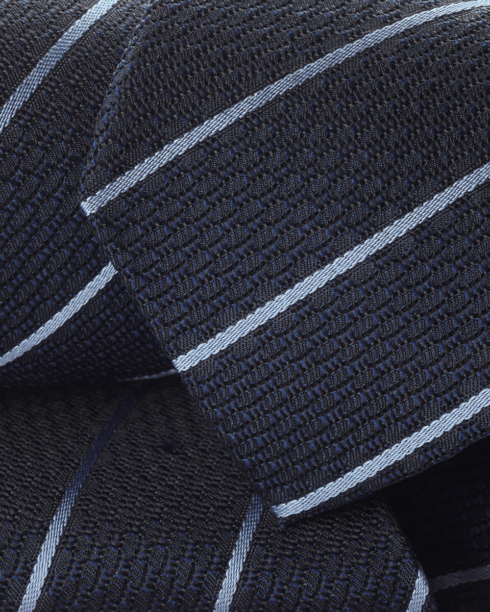 Charles Tyrwhitt Silk Grenadine Stripe Tie - Navy & Sky Blue