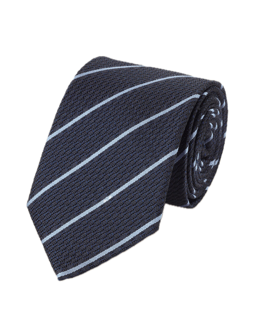 Charles Tyrwhitt Silk Grenadine Stripe Tie - Navy & Sky Blue