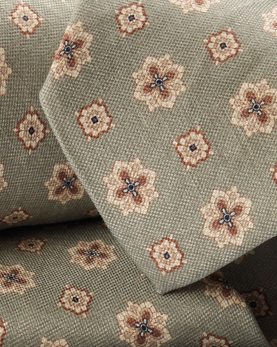 Charles Tyrwhitt Linen Silk Tie - Mid Green