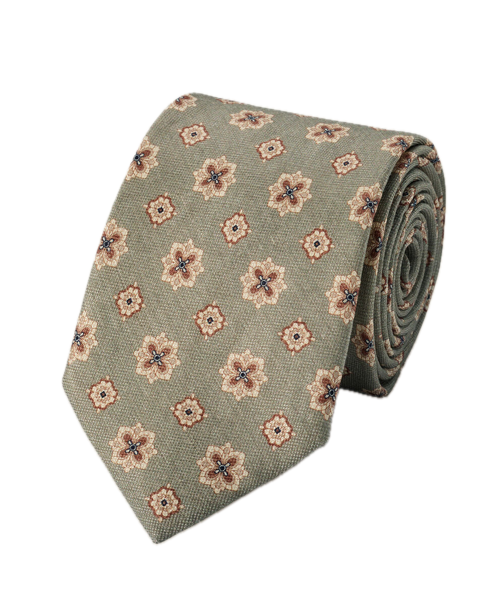 Charles Tyrwhitt Linen Silk Tie - Mid Green