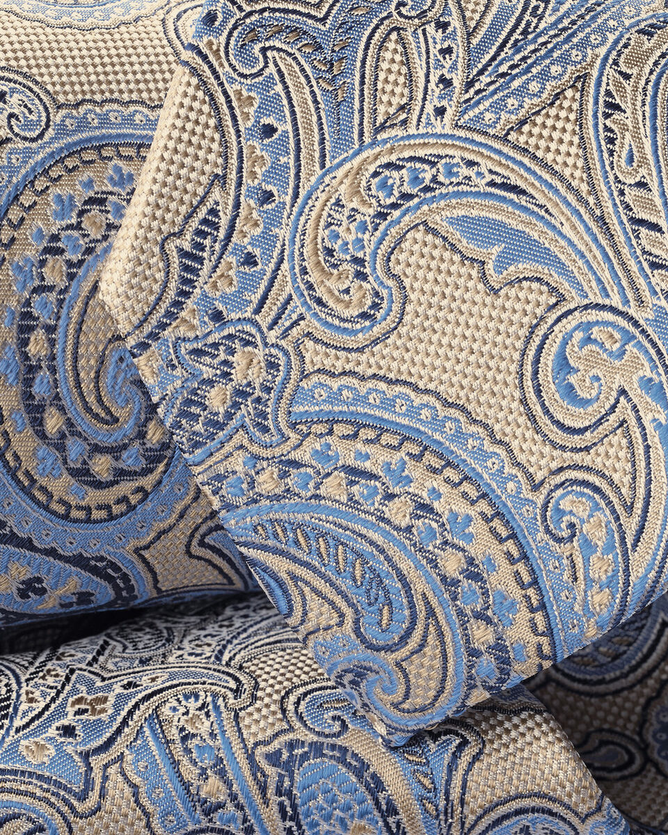 Charles Tyrwhitt Silk Paisley Tie - Stone & Blue