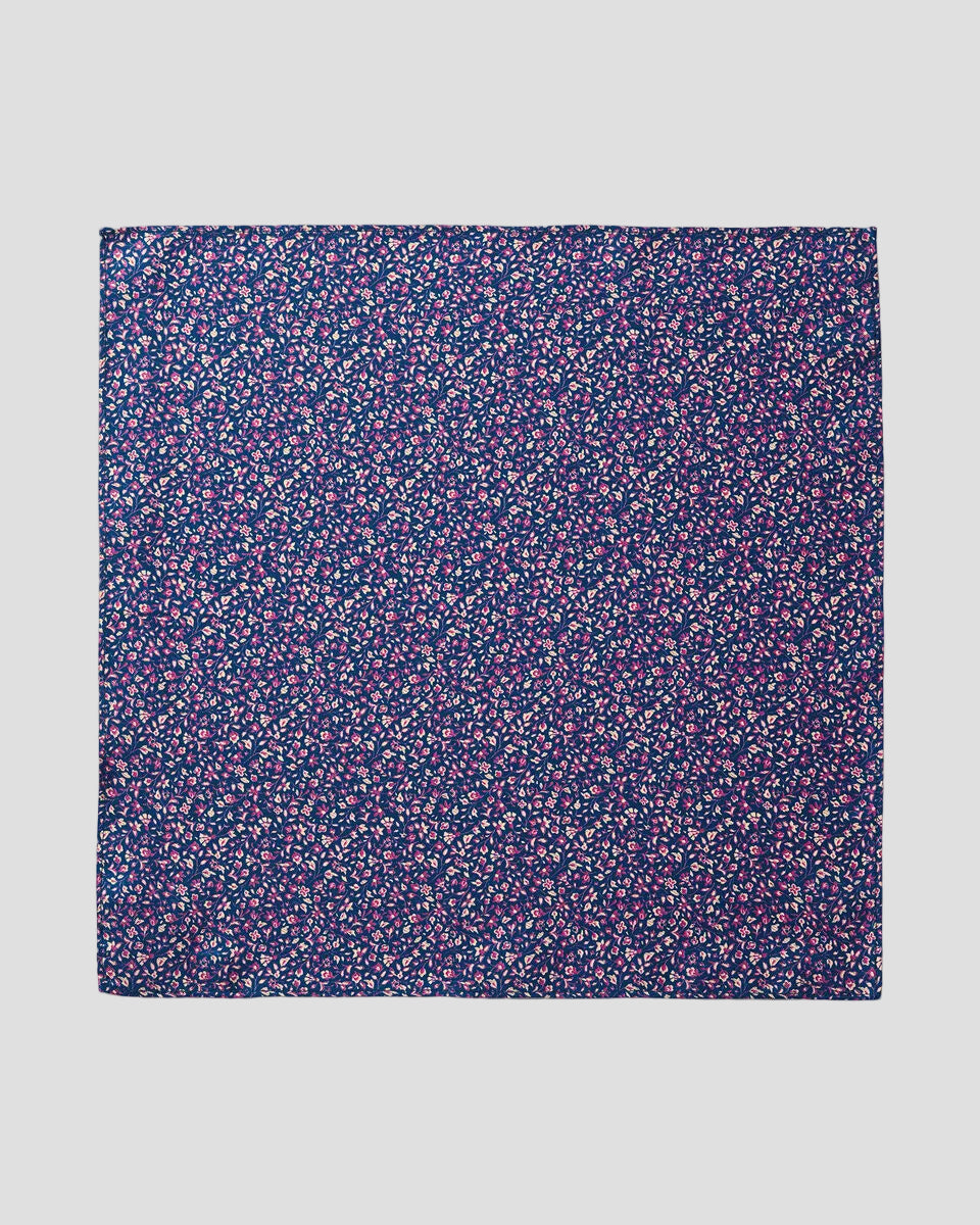 Charles Tyrwhitt Silk Floral Pocket Square - Royal Blue & Pink