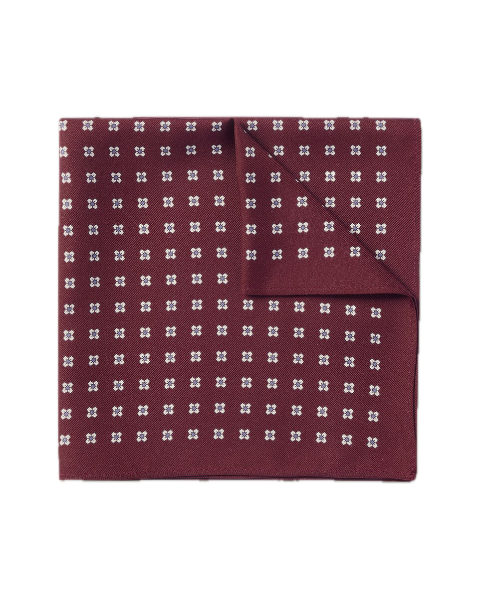 Charles Tyrwhitt Silk Medallion Print Pocket Square - Burgundy