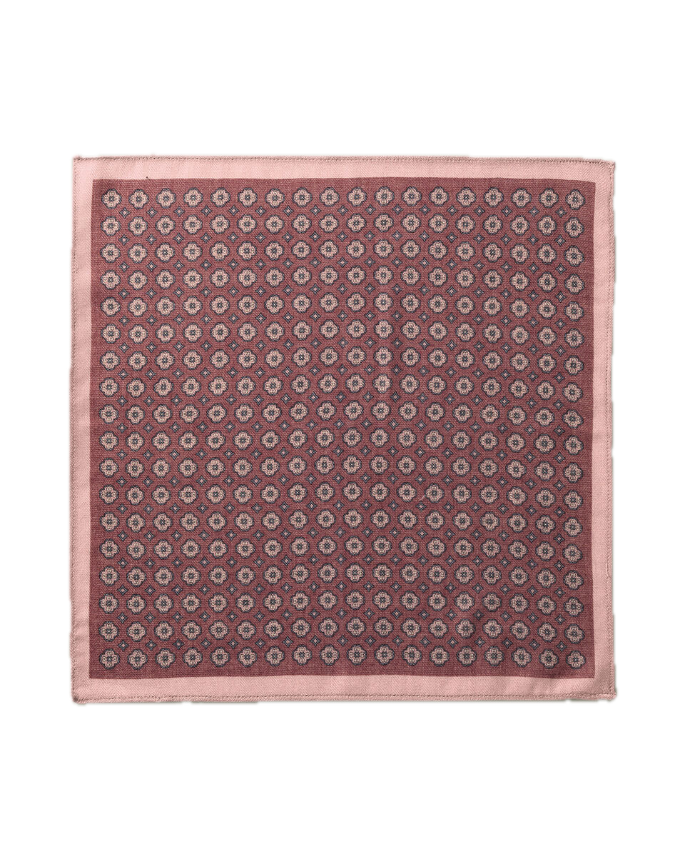 Charles Tyrwhitt Wool Silk Medallion Print Pocket Square - Dark Pink