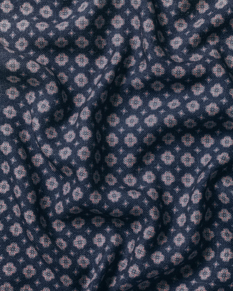 Charles Tyrwhitt Wool Silk Medallion Print Pocket Square - French Blue