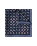 Charles Tyrwhitt Wool Silk Medallion Print Pocket Square - French Blue