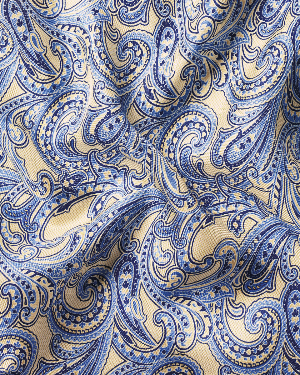Charles Tyrwhitt Silk Paisley Pocket Square - Stone & Blue
