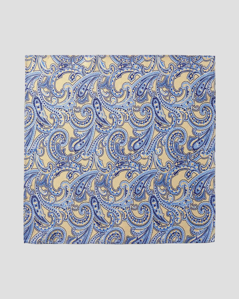 Charles Tyrwhitt Silk Paisley Pocket Square - Stone & Blue