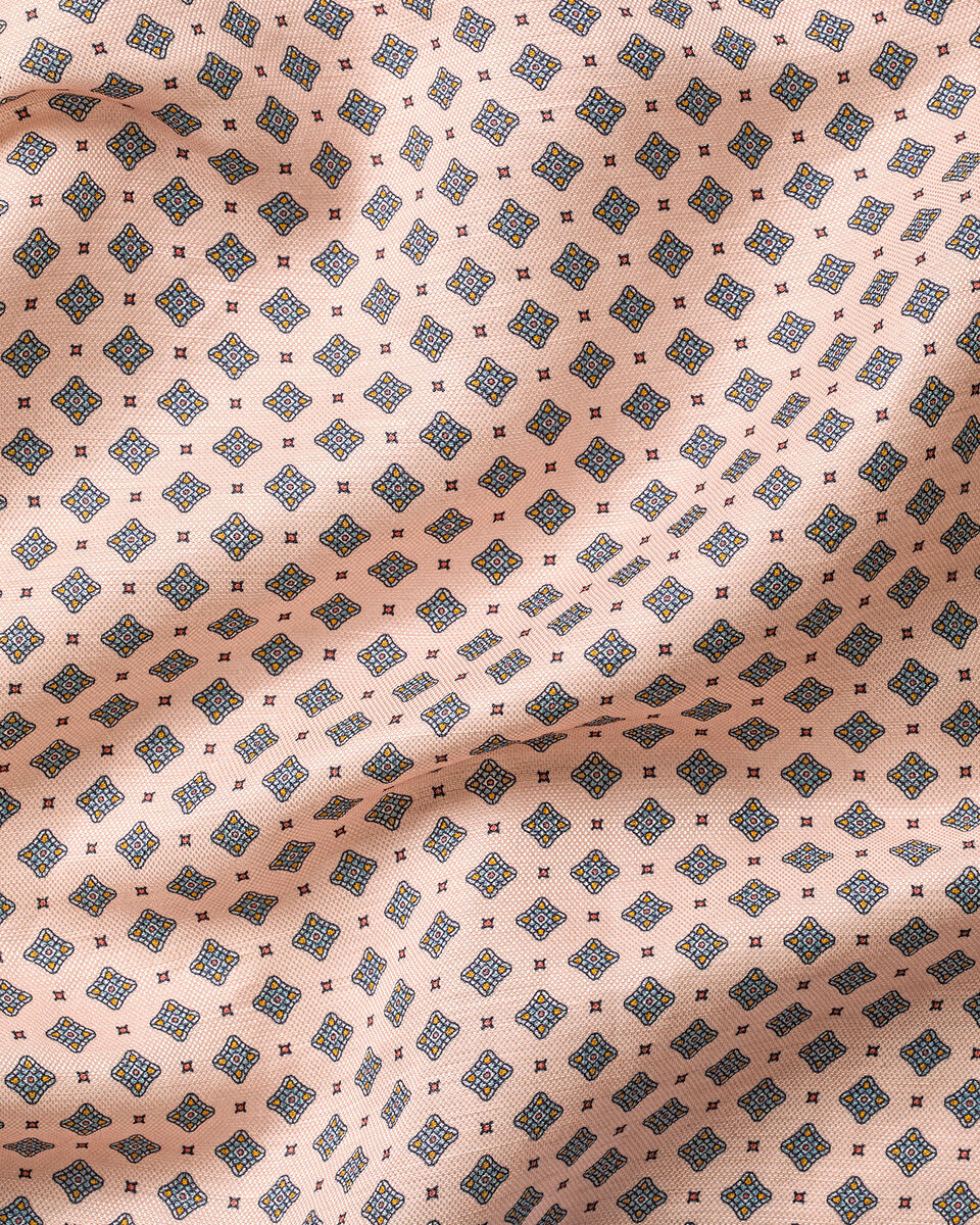 Charles Tyrwhitt Linen Silk Geo Print Pocket Square - Pale Orange