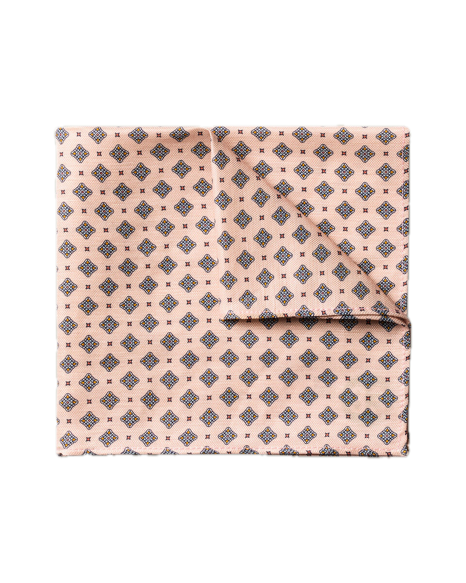 Charles Tyrwhitt Linen Silk Geo Print Pocket Square - Pale Orange