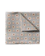 Charles Tyrwhitt Linen Silk Geo Print Pocket Square - Silver Grey