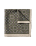 Charles Tyrwhitt Wool Silk Medallion Print Pocket Square - Olive Green