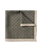 Charles Tyrwhitt Wool Silk Medallion Print Pocket Square - Olive Green