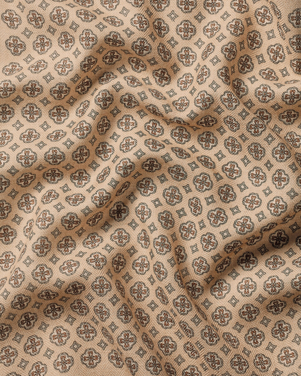 Charles Tyrwhitt Wool Silk Medallion Print Pocket Square - Stone