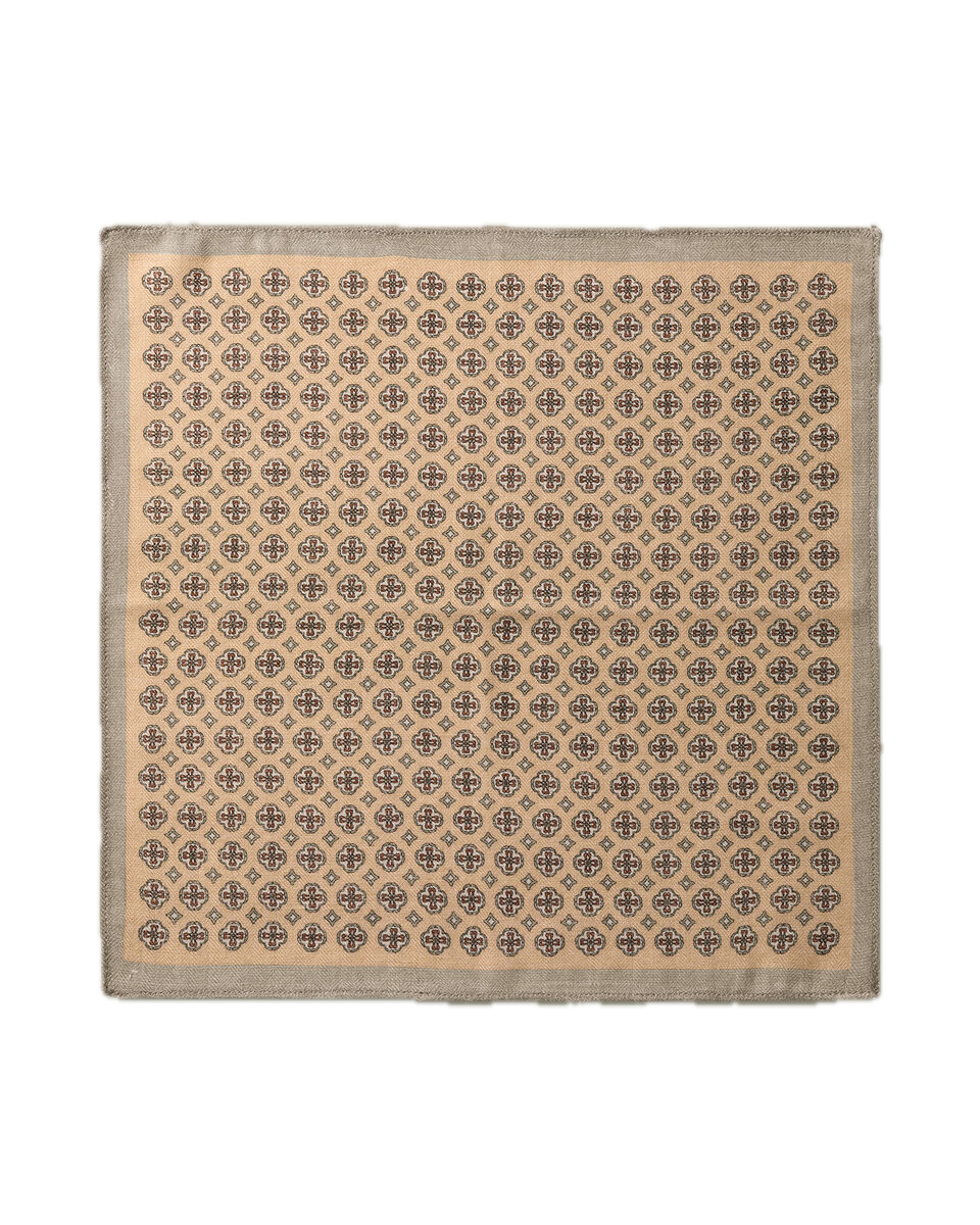 Charles Tyrwhitt Wool Silk Medallion Print Pocket Square - Stone