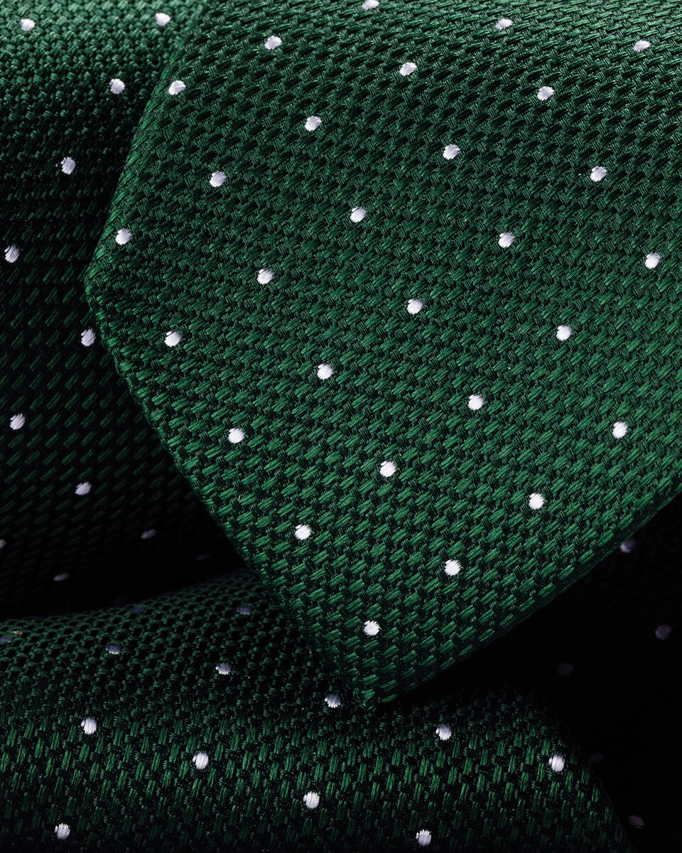 Charles Tyrwhitt Silk Spot Slim Tie - Green