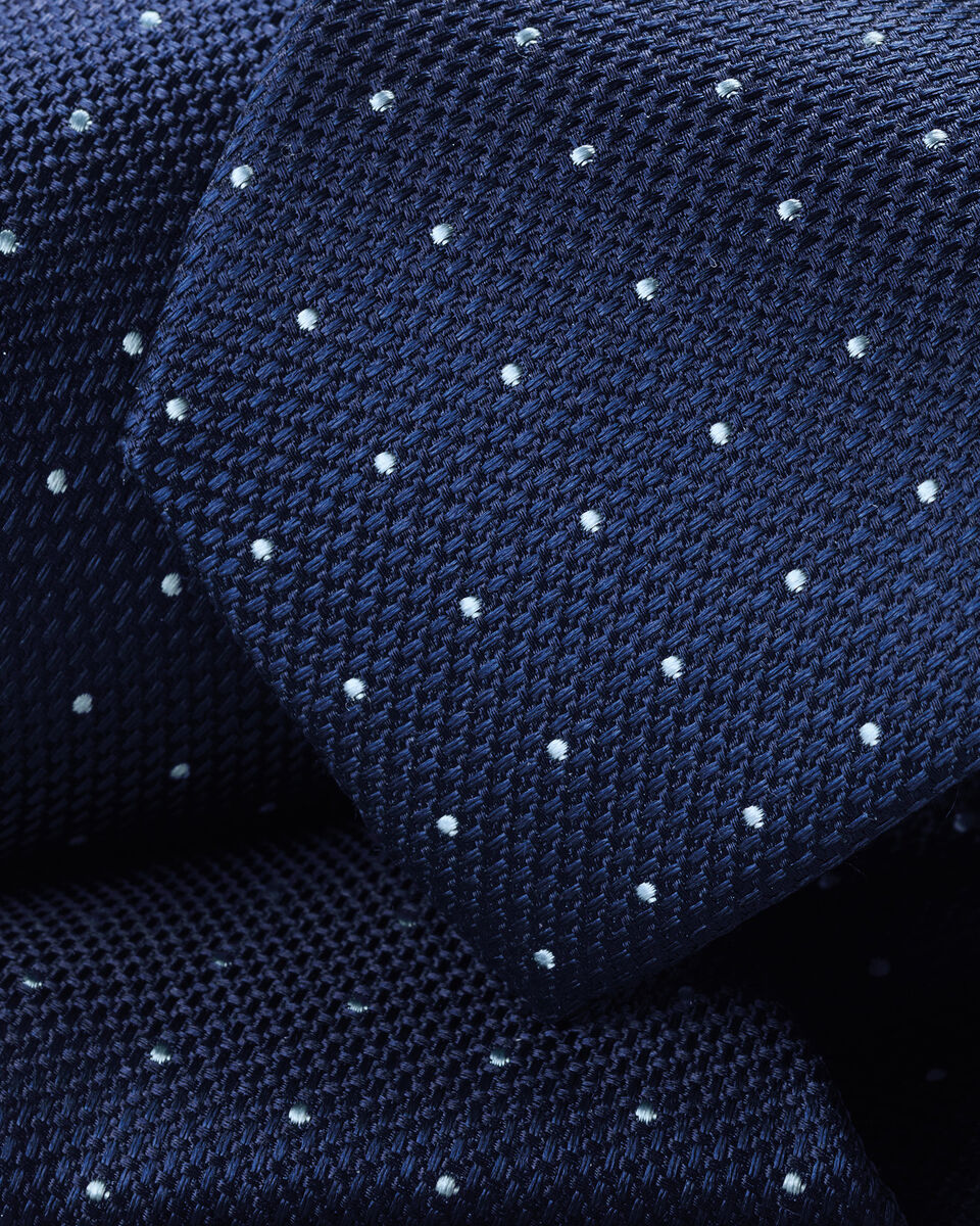Charles Tyrwhitt Silk Spot Slim Tie - Petrol Blue