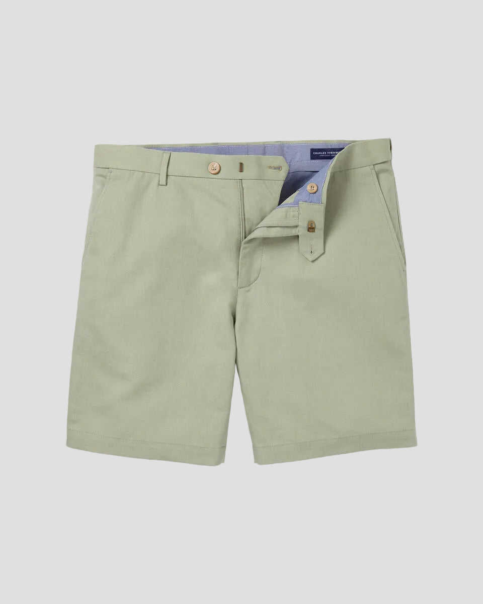 Charles Tyrwhitt Cotton Linen Shorts - Light Green