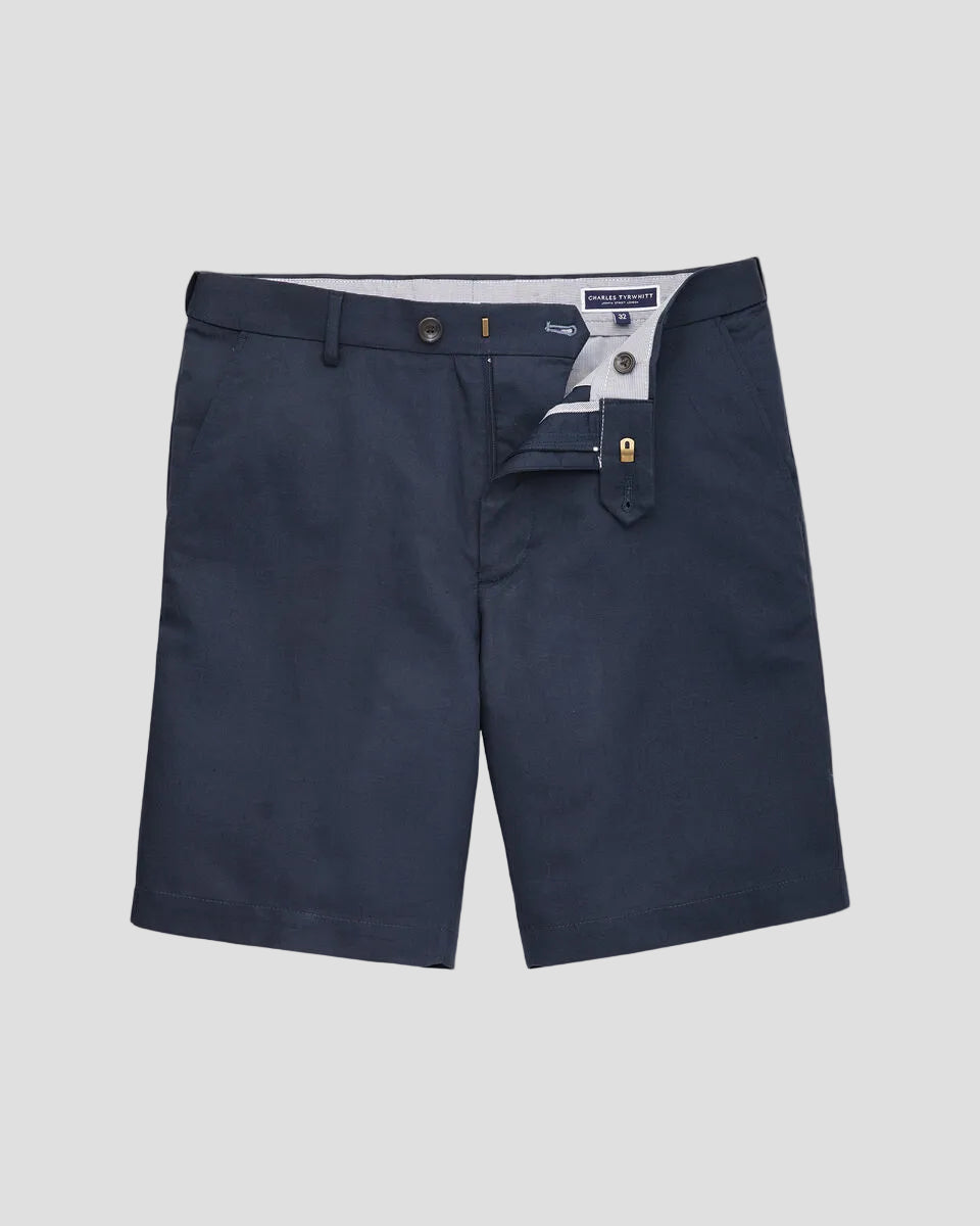 Charles Tyrwhitt Cotton Linen Shorts - Ink Blue